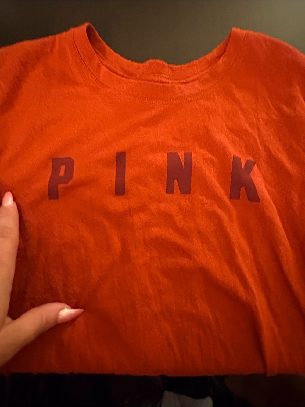 PINK Victoria's Secret Rust Orange Short Sleeve Logo Tee